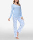 ფოტო #4 პროდუქტის Women's Henley Top with Microlight Lounge Pant Set, 2 Piece