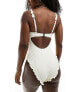 Фото #3 товара Miss Selfridge broderie corset detail tie front swimsuit in cream