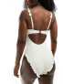 Miss Selfridge broderie corset detail tie front swimsuit in cream