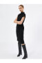 Фото #10 товара Midi Elbise Drape Yaka Beli Bağlama Detaylı