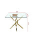 Contemporary Square Clear Dining Tempered Glass Table With Gold Finish Stainless Steel Legs