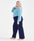 Фото #3 товара Plus Size High-Rise Wide-Leg Twill Pants, Created for Macy's
