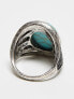 Фото #3 товара ASOS DESIGN wide ring with faux turquoise stone in burnished silver tone