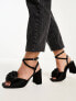 ASOS DESIGN Heather corsage detail mid heeled sandals in black