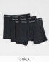 Фото #2 товара Calvin Klein Cotton Stretch 3-pack boxer briefs with logo waistband in black