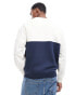 ellesse Andora chest stripe sweatshirt in off white and navy