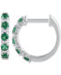 Ruby (1/2 ct. t.w.)& Diamond (1/20 ct. t.w.) Small Hoop Earrings in 14k White Gold, 1" (Also in Emerald)