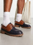 ASOS DESIGN boat shoes in tan and navy contrast faux leather