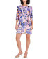 ფოტო #1 პროდუქტის Petite Printed Elbow-Sleeve Side-Twist Dress