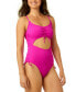 Фото #3 товара Juniors' Adjustable-Cinch Ribbed One-Piece Swimsuit, Created for Macy's