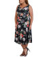 ფოტო #3 პროდუქტის Plus Size Floral-Print Cowlneck Midi Dress