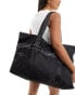 Armani EA7 train logo tape shopping bag in black