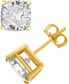 ფოტო #1 პროდუქტის Cubic Zirconia Cushion Stud Earrings in Silver and Gold Plate