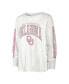 ფოტო #3 პროდუქტის Women's White Distressed Oklahoma Sooners Statement SOA 3-Hit Long Sleeve T-shirt