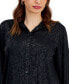 Фото #3 товара Women's Satin Long Sleeve Button-Front Shirt, Created for Macy's