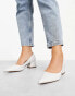 ASOS DESIGN Wide Fit Saint block mid heeled shoes in off white croc