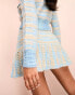 ASOS LUXE knitted mini skirt with buttons in blue and gold Синий, 34 - фото #2