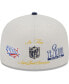 ფოტო #4 პროდუქტის Men's Khaki, Navy New England Patriots Super Bowl Champions Patch 59FIFTY Fitted Hat