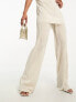 River Island co-ord plisse flare trousers in cream