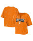 Фото #1 товара Women's Tennessee Orange Tennessee Volunteers Bleach Wash Splatter Cropped Notch Neck T-shirt