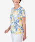 ფოტო #2 პროდუქტის Women's Pleated Neck Lemons Short Sleeve Top