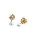 Pave Dangling Flower Imitation Pearl Stud Earring