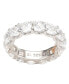 Suzy Levian Sterling Silver Cubic Zirconia White Checkered Cushion Cut Eternity Band Ring