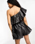 Фото #8 товара Collective the Label Petite exclusive one shoulder metallic playsuit in black