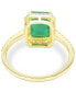 ფოტო #4 პროდუქტის Emerald (2-3/4 ct. t.w.) & White Sapphire (1/4 ct. t.w.) Halo Ring in 14k Gold (Also available in Sapphire)