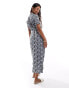 Фото #2 товара Vero Moda buttondown midi dress in navy floral print