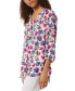 Фото #3 товара Women's Printed 3/4-Sleeve V-Neck Blouse