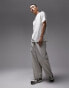 Topman extra wide trousers in stone