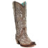 Фото #2 товара Corral Boots Glitter TooledInlay Snip Toe Cowboy Womens Brown Dress Boots C3331