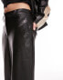 Topshop faux leather wide leg trouser in black Черный, 40 - фото #2