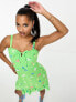 Nobody's Child Petite Lucia strappy floral mini dress in green