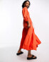 Whistles tiered midi smock dress in bright red