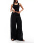 & Other Stories linen blend wide leg trousers with drawstring waist in black Черный, 36 - фото #1