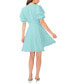 ფოტო #4 პროდუქტის Women's V-Neck Tiered Bubble Puff Sleeve Mini Dress