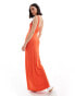 Bershka ribbed scoop neck bodycon maxi dress in orange