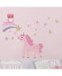 Фото #3 товара Rainbow Unicorn with Owl and Stars Pink/Gold Wall Decals
