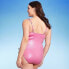 Women's Square Neck Shirred Drawstring One Piece Swimsuit - Shade & Shore Pink