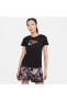 Фото #1 товара Sportswear Floral Swoosh Short-sleeve Kadın Tişört - Siyah