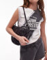 Фото #1 товара Topshop Sergio structured bucket shoulder bag in distressed black