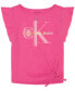 ფოტო #1 პროდუქტის Big Girls Flutter-Sleeve Keyhole-Tie Logo Graphic T-Shirt