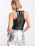 Фото #2 товара ASOS DESIGN leather look racer bodysuit in black