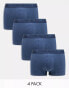 Фото #1 товара River Island 4 pack trunks in blue marl