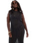 Фото #4 товара ASOS DESIGN Curve knitted column midaxi dress in metallic yarn in black