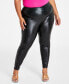 ფოტო #1 პროდუქტის Plus Size Faux-Leather Leggings