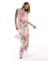 River Island cowl neck floral maxi dress in light pink