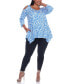 ფოტო #4 პროდუქტის Plus Size Leopard Cold Shoulder Tunic Top